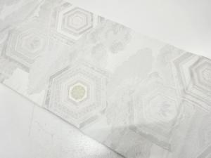 亀甲に花・雲模様織り出し　袋帯